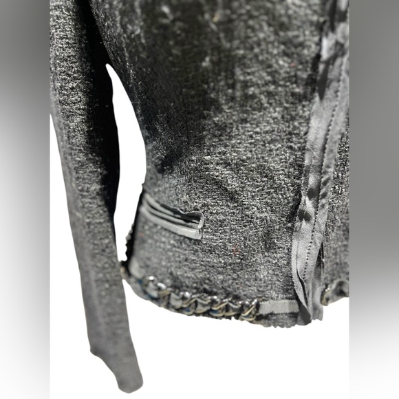 Prada - Black Tweed Chain Embellished Jacket Sz 42 - Picture 11 of 16